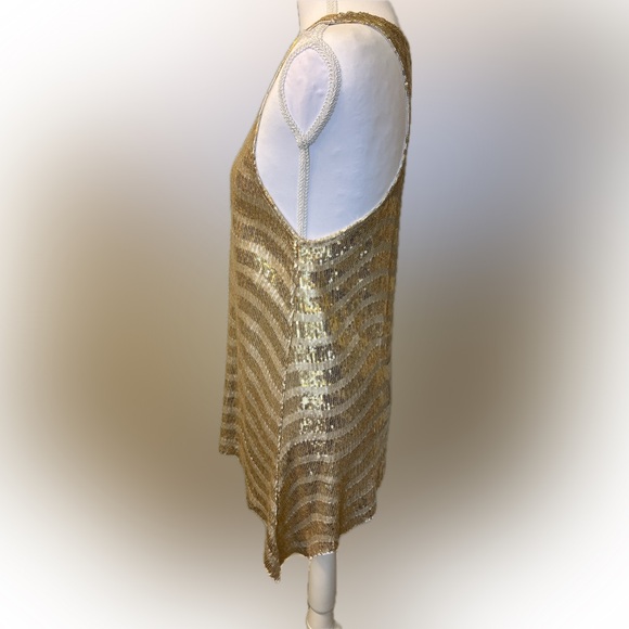 Bebe Gold and Cream‎ Sequin High Low Sexy Tank size S - Picture 3 of 7
